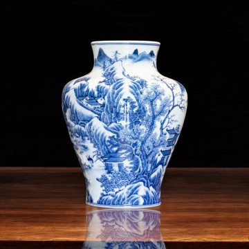 Bình Phong Thủy Vẽ Tay Tích Sơn Thủy – Men Lam Cổ Truyền Gốm Sứ Bát Tràng